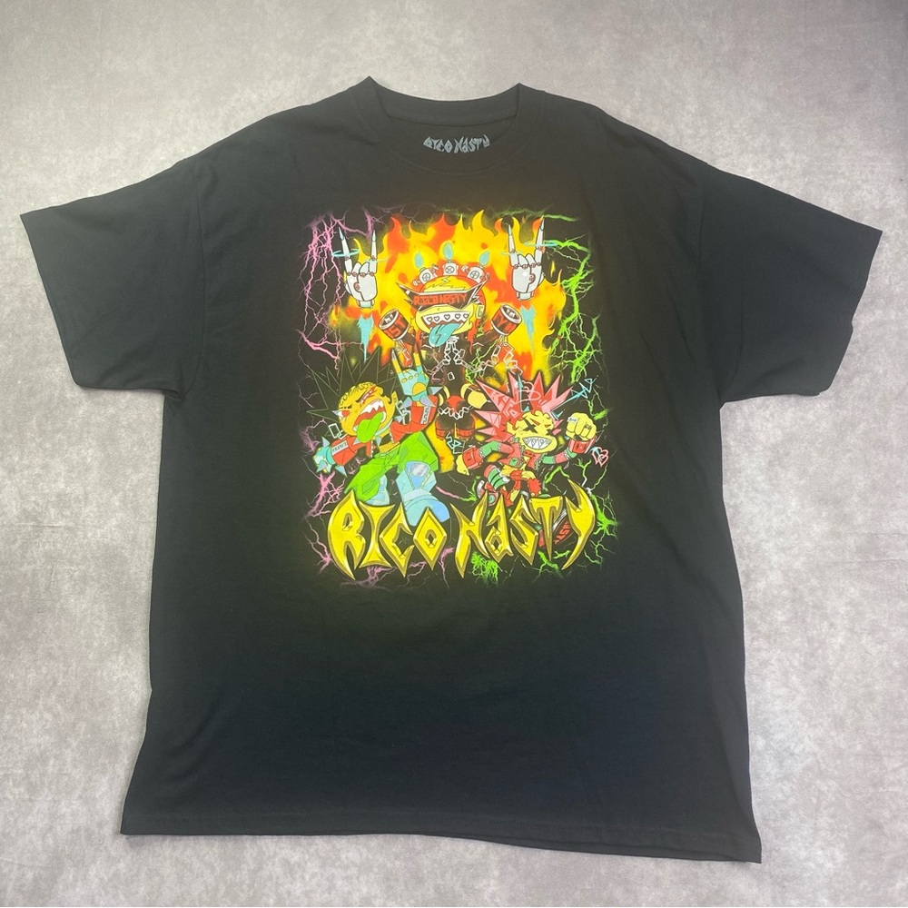 Rico Nasty Graphic Print T-shirt Men Adult 2XL XXL 2X Music Rap Black Multicolor